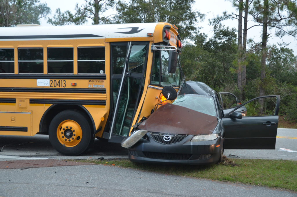 school bus accident crash with car